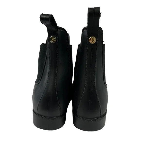 Sam Edelman Tinsley Boots Womens 9 Chelsea Rain Matte Black Rubber Bootie - Picture 8 of 10